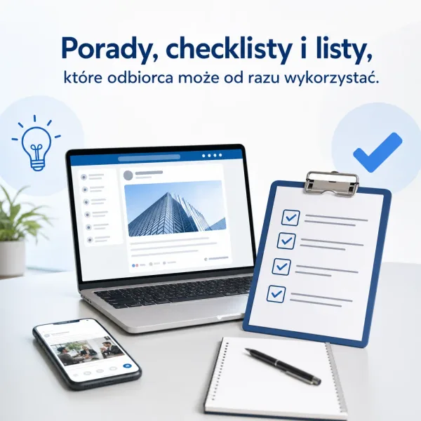 Porady, checklisty i listy, które odbiorca może od razu wykorzystać